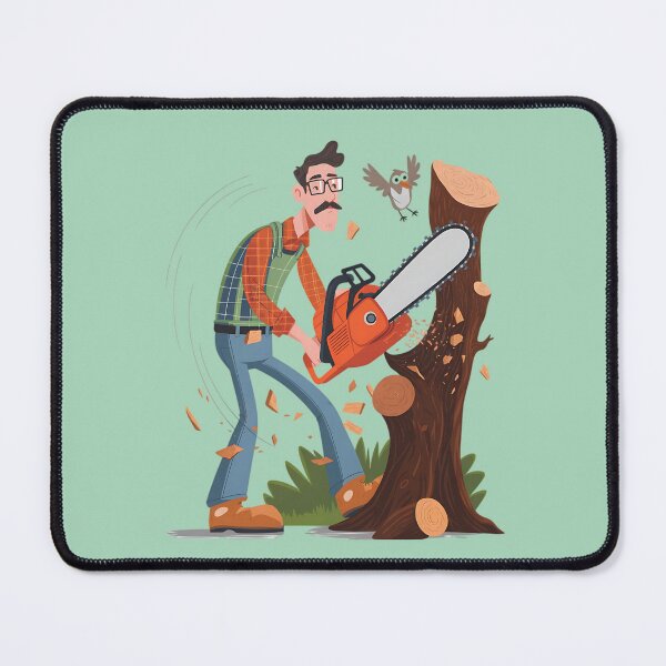 Item preview, Glasses-Wearing Lumberjack with Chainsaw designed and sold by TeeGrit.
