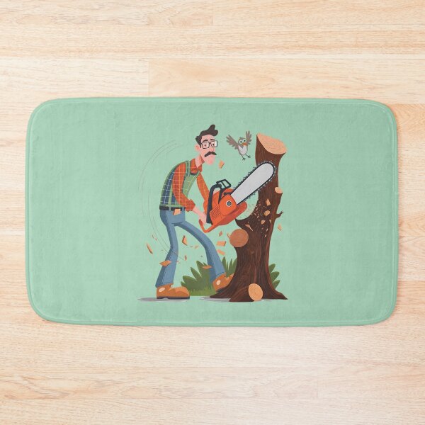 Item preview, Glasses-Wearing Lumberjack with Chainsaw designed and sold by TeeGrit.