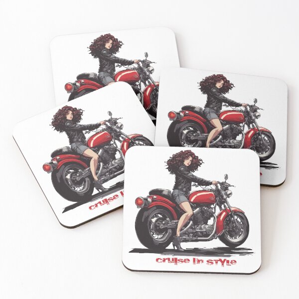 Item preview, biker girl cruise on style clipart wall art deco designed and sold by X-ecute.