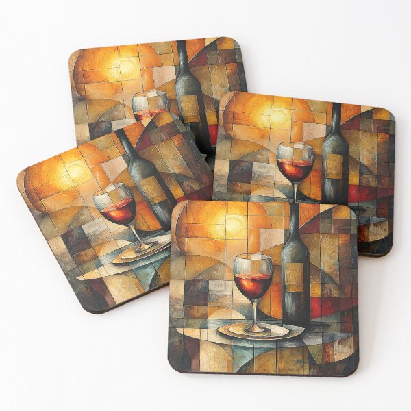 Item preview, Stained Glass Wine Still Life with Golden Glow designed and sold by Moisky Art.