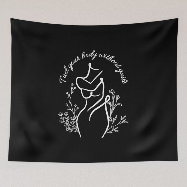 Item preview, Anorexia / ed recovery line artwork | Fuel your body without guilt | Mental health quote | black and white tarot design designed and sold by NeurodiverseTea.