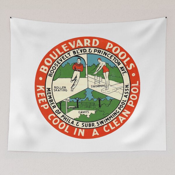 Item preview, Boulevard Pools Philadelphia Pennsylvania Roller Skating Rink Sticker Decal Label designed and sold by tislord.