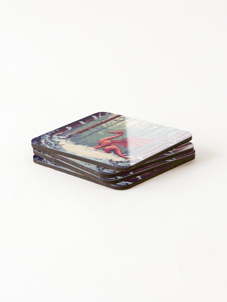 Thumbnail 4 of 5, Coasters (Set of 4), Dragon In 8bit designed and sold by Rtymer.