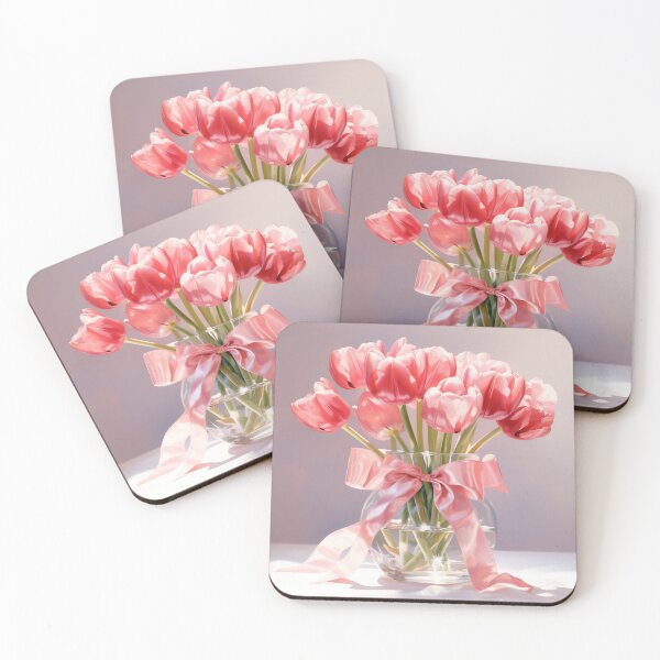Item preview, Pink flowers arranged in a vase on a table designed and sold by anytka.