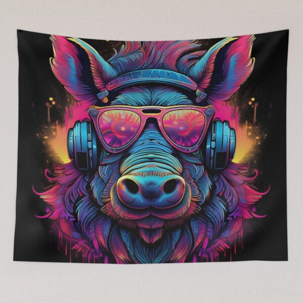 Item preview, Warthog in headphones and shades graffiti style  designed and sold by Boxing Kangaroo Retail Company.