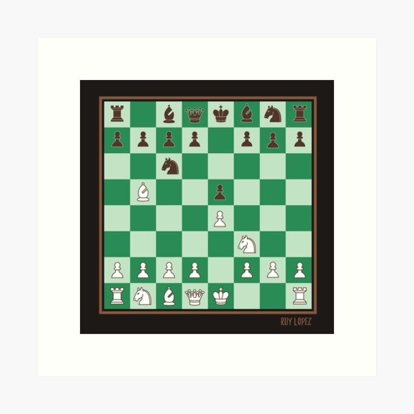 Ruy Lopez - Stratégie d'échecs - Version en vert Impression artistique