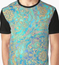 Saphir und Jade Glasmalerei Mandalas Grafik T-Shirt