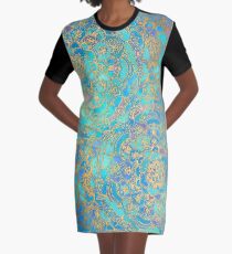 Sapphire & Jade Stained Glass Mandalas Graphic T-Shirt Dress