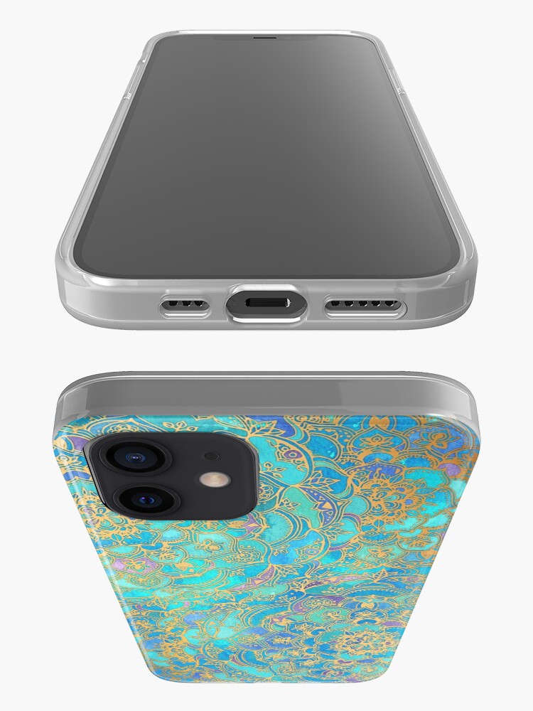 Alternate view of Sapphire & Jade Stained Glass Mandalas iPhone Case & Cover