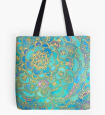 Bolsa de tela Sapphire & Jade Stained Glass Mandalas
