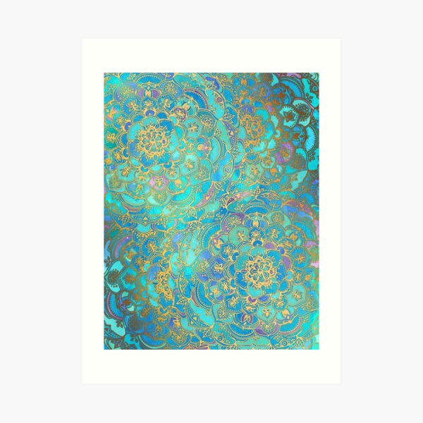 Sapphire & Jade Stained Glass Mandalas Art Print