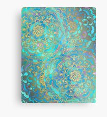 Saphir und Jade Glasmalerei Mandalas Metallbild
