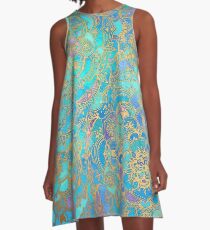 Sapphire & Jade Stained Glass Mandalas A-Line Dress