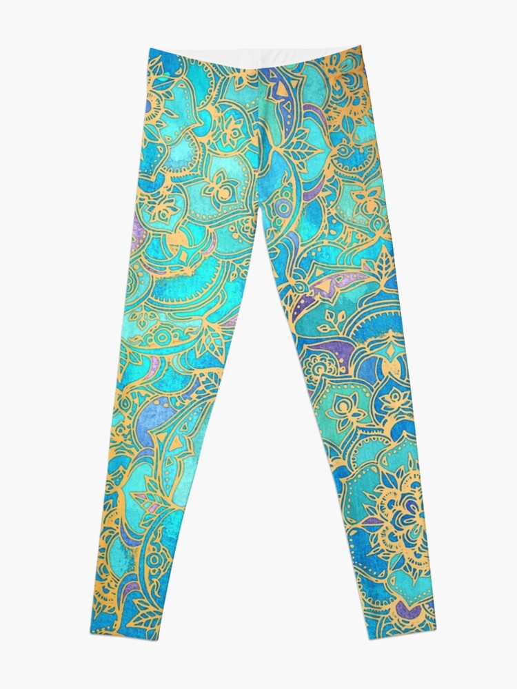 Alternate view of Sapphire & Jade Stained Glass Mandalas Leggings
