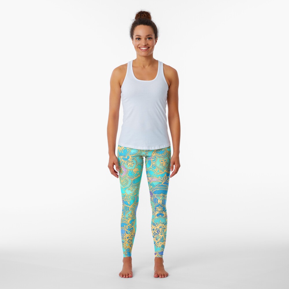 Sapphire & Jade Stained Glass Mandalas Leggings