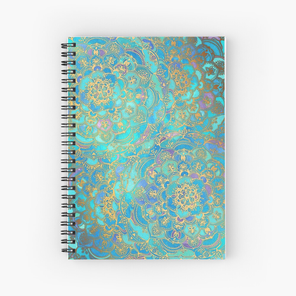 Sapphire & Jade Stained Glass Mandalas Spiral Notebook