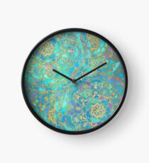 Sapphire & Jade Stained Glass Mandalas Clock