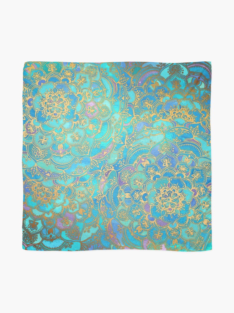 Alternate view of Sapphire & Jade Stained Glass Mandalas Scarf