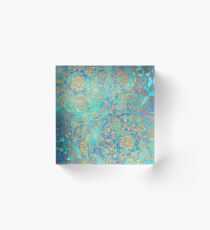 Saphir und Jade Glasmalerei Mandalas Acrylblock