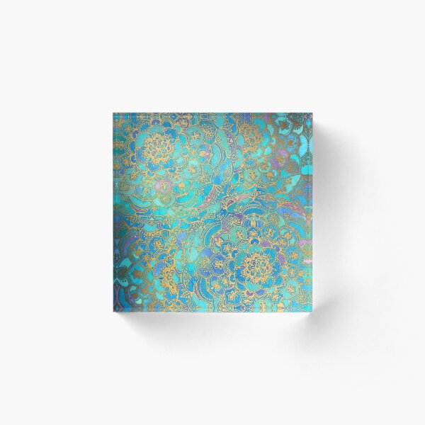 Sapphire & Jade Stained Glass Mandalas Acrylic Block