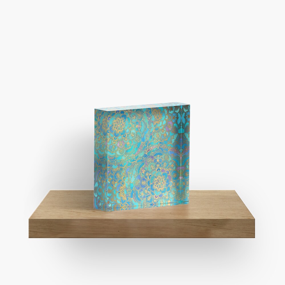 Sapphire & Jade Stained Glass Mandalas Acrylic Block