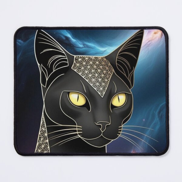Item preview, Geometric Celestial Mystical Black Cat designed and sold by Thibaut's Quirky Creations.