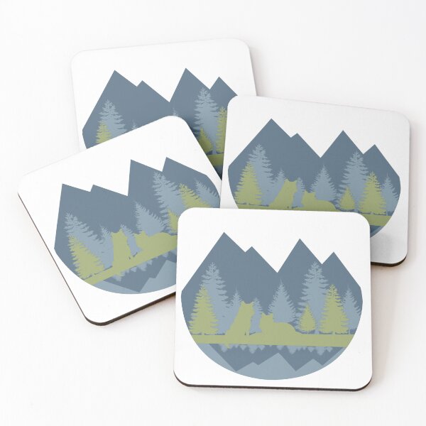 Item preview, Blue and Green Nature Landscape With Wolves and Mountains designed and sold by amgraphics.