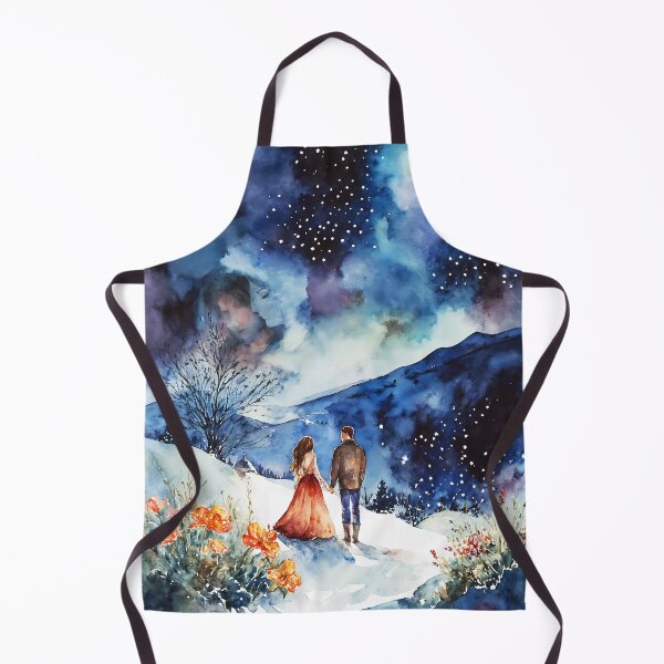 Item preview, Winter Scene with a Couple and Night Sky designed and sold by soulfulpalette.