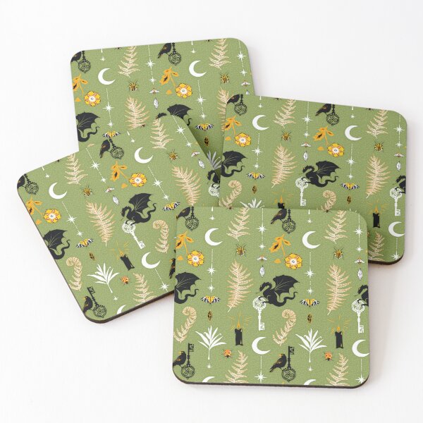 Item preview, springtime druid keys - dragon and raven on green background designed and sold by kobyakov.