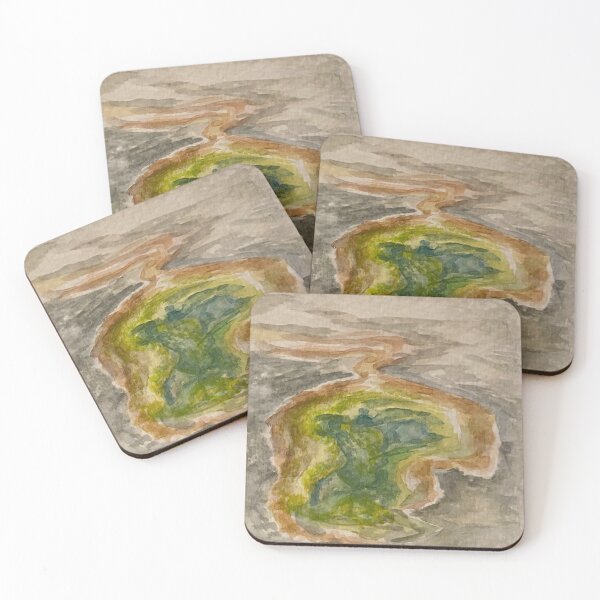 Item preview, Mustard Spring, Yellowstone Hot Spring Watercolor Painting designed and sold by sullivaander.
