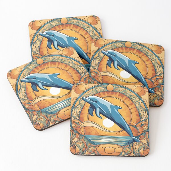 Item preview, Art Nouveau dolphin in the magic ocean designed and sold by LumiLemon.