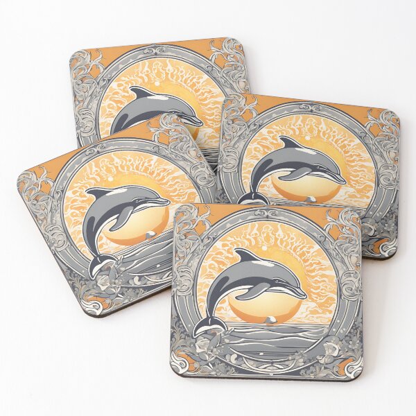 Item preview, Art Nouveau silver dolphin in the magical ocean designed and sold by LumiLemon.