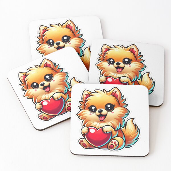 Item preview, Adorable Pomeranian Puppy Holding a Heart - Cute Dog Lover Gift designed and sold by DoodleWoofs.