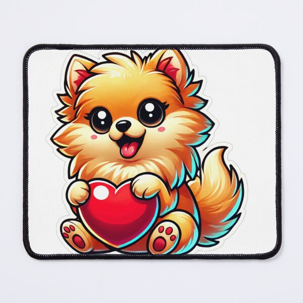 Item preview, Adorable Pomeranian Puppy Holding a Heart - Cute Dog Lover Gift designed and sold by DoodleWoofs.