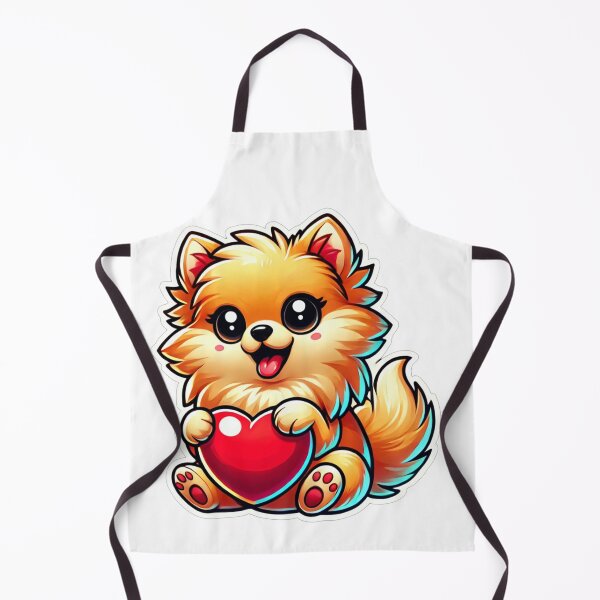 Item preview, Adorable Pomeranian Puppy Holding a Heart - Cute Dog Lover Gift designed and sold by DoodleWoofs.
