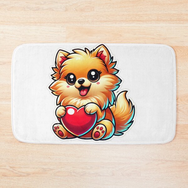 Item preview, Adorable Pomeranian Puppy Holding a Heart - Cute Dog Lover Gift designed and sold by DoodleWoofs.