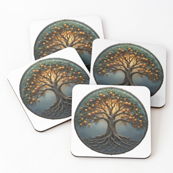 Item preview, Magnificent Tree of Life with Vibrant Orange Fruits designed and sold by RebelPaintBrush.