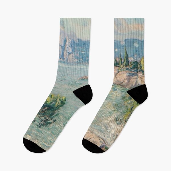 Item preview, French Coastal Painting – Azure Waters and Cliffside Pines designed and sold by CARRAANN.