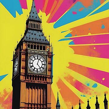Artwork thumbnail, Big Ben Pop Art Retro London Landmark Sticker by EthosWear