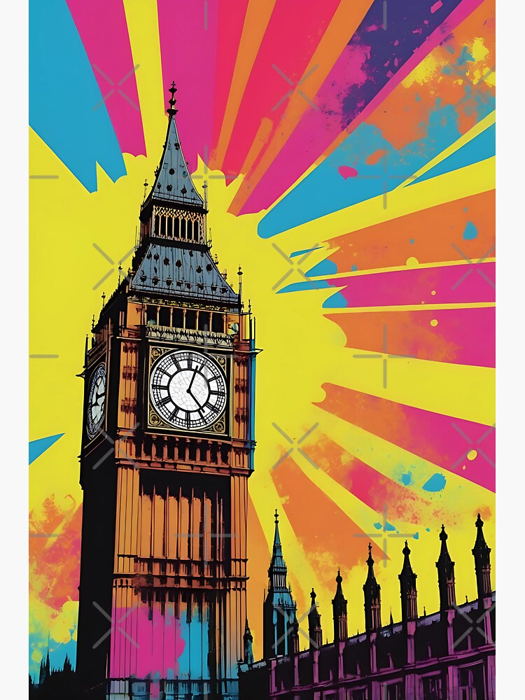 Thumbnail 3 of 3, Sticker, Big Ben Pop Art Retro London Landmark Sticker designed and sold by EthosWear.