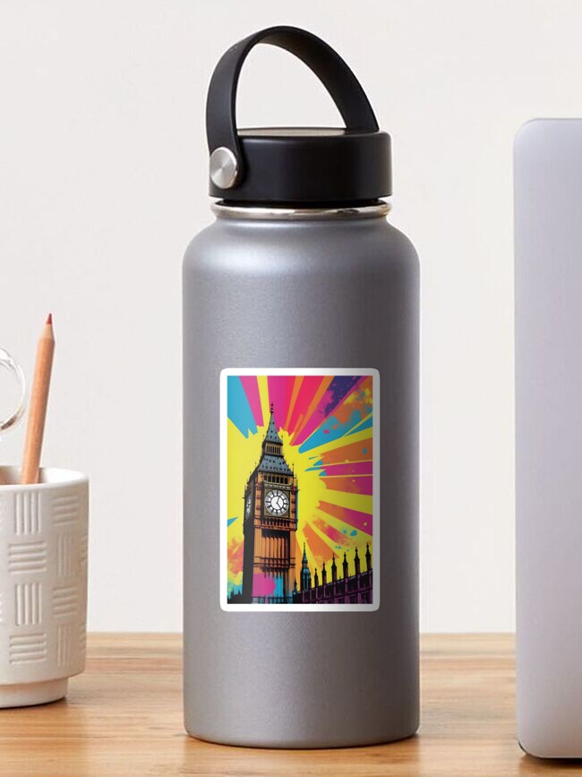Thumbnail 1 of 3, Sticker, Big Ben Pop Art Retro London Landmark Sticker designed and sold by EthosWear.