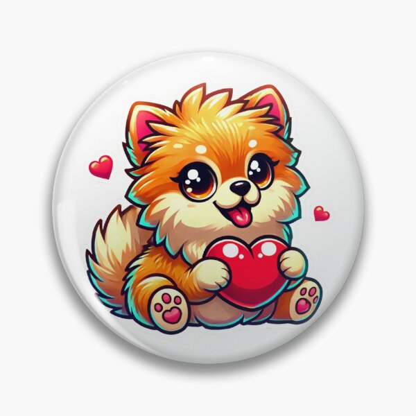 Item preview, Kawaii Pomeranian Puppy with Hearts - Cute Fluffy Dog Illustration designed and sold by DoodleWoofs.