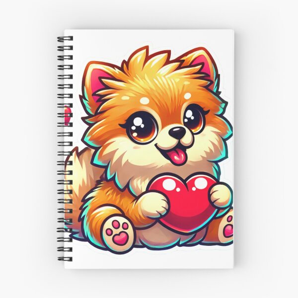 Item preview, Kawaii Pomeranian Puppy with Hearts - Cute Fluffy Dog Illustration designed and sold by DoodleWoofs.