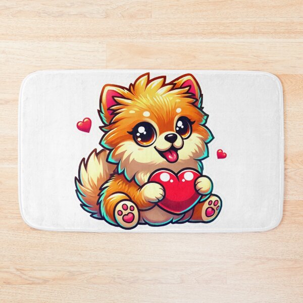 Item preview, Kawaii Pomeranian Puppy with Hearts - Cute Fluffy Dog Illustration designed and sold by DoodleWoofs.