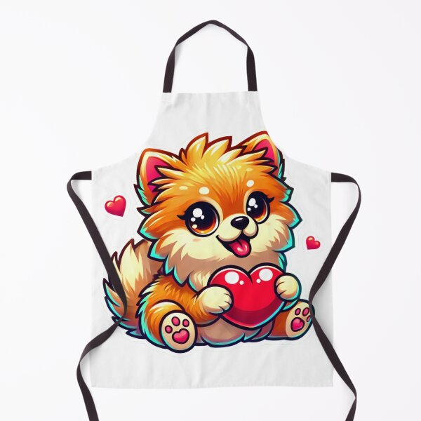 Item preview, Kawaii Pomeranian Puppy with Hearts - Cute Fluffy Dog Illustration designed and sold by DoodleWoofs.