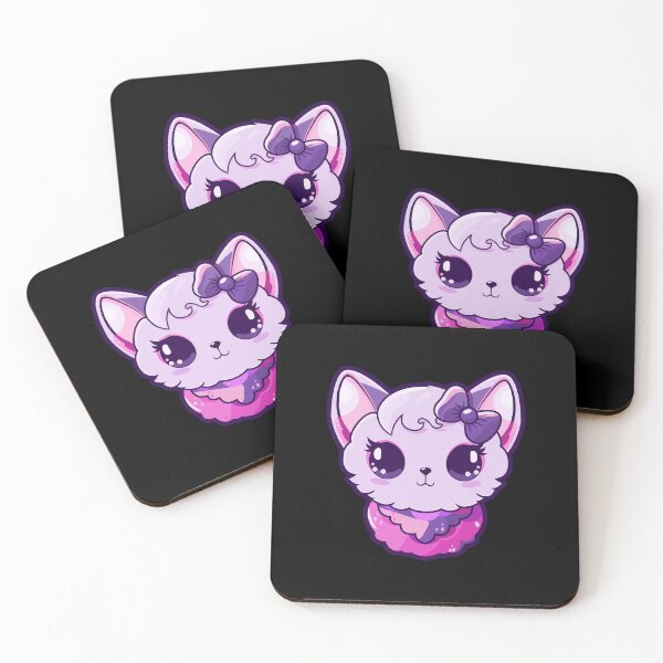 Item preview, Kawaii purple cat with cute bow designed and sold by MojaDoodles.
