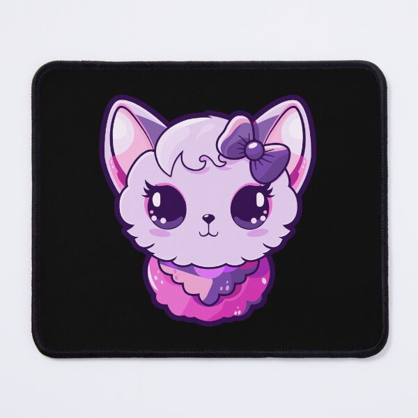 Item preview, Kawaii purple cat with cute bow designed and sold by MojaDoodles.