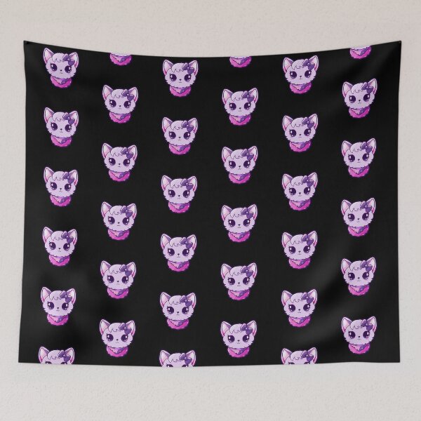 Item preview, Kawaii purple cat with cute bow designed and sold by MojaDoodles.