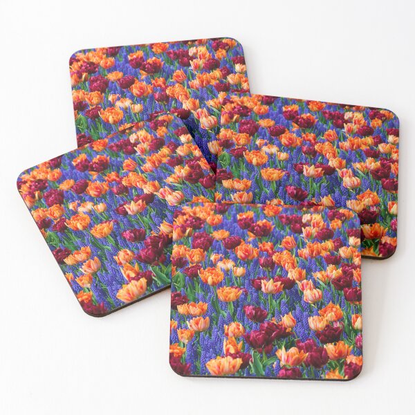 Item preview, Field of double tulips with grape hyacinths. designed and sold by claireseyeview.