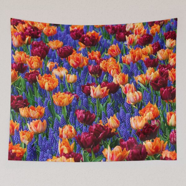 Item preview, Field of double tulips with grape hyacinths. designed and sold by claireseyeview.